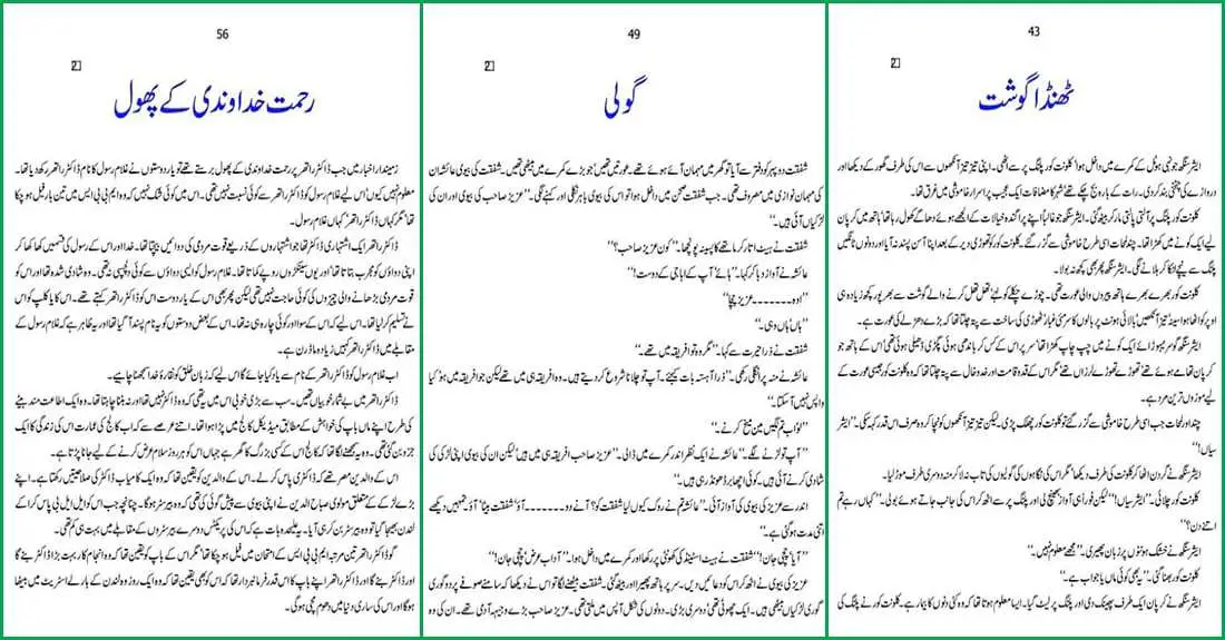 thanda gosht afsanay download pdf